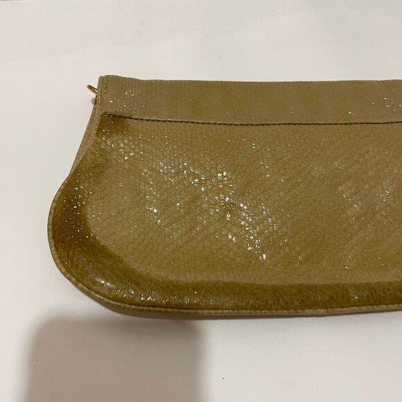 TORY BURCH Solid Tan Leather Clutch Bag Purse - Picture 11 of 14